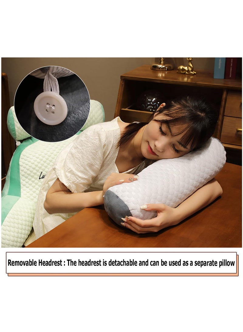 Blueland Reading Pillow, Large Size Backrest Pillow, Bed Rest Sit up Pillow with Detachable Neck Roll & Arms, Back Support Lumbar Cushion, Memory Foam Pillow with Removeable and Washable Cover - Image 5