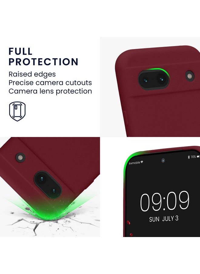 kwmobile kwmobile Case Compatible with Google Pixel 8a Case - Protective Slim TPU Phone Cover - Soft Matte Finish - Bordeaux Violet  - Image 3