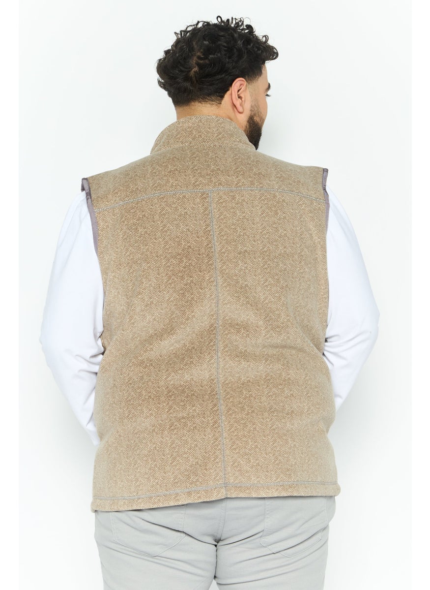 Men Herringbone Softshell Vest, Tan