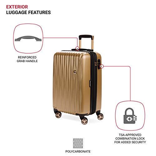 SWISSGEAR حقائب سويس جير 7272 إينرجي القابلة للتوسيع مع عجلات دوارة وقفل TSA، ذهبية، حقيبة يد 19 بوصة - Image 3