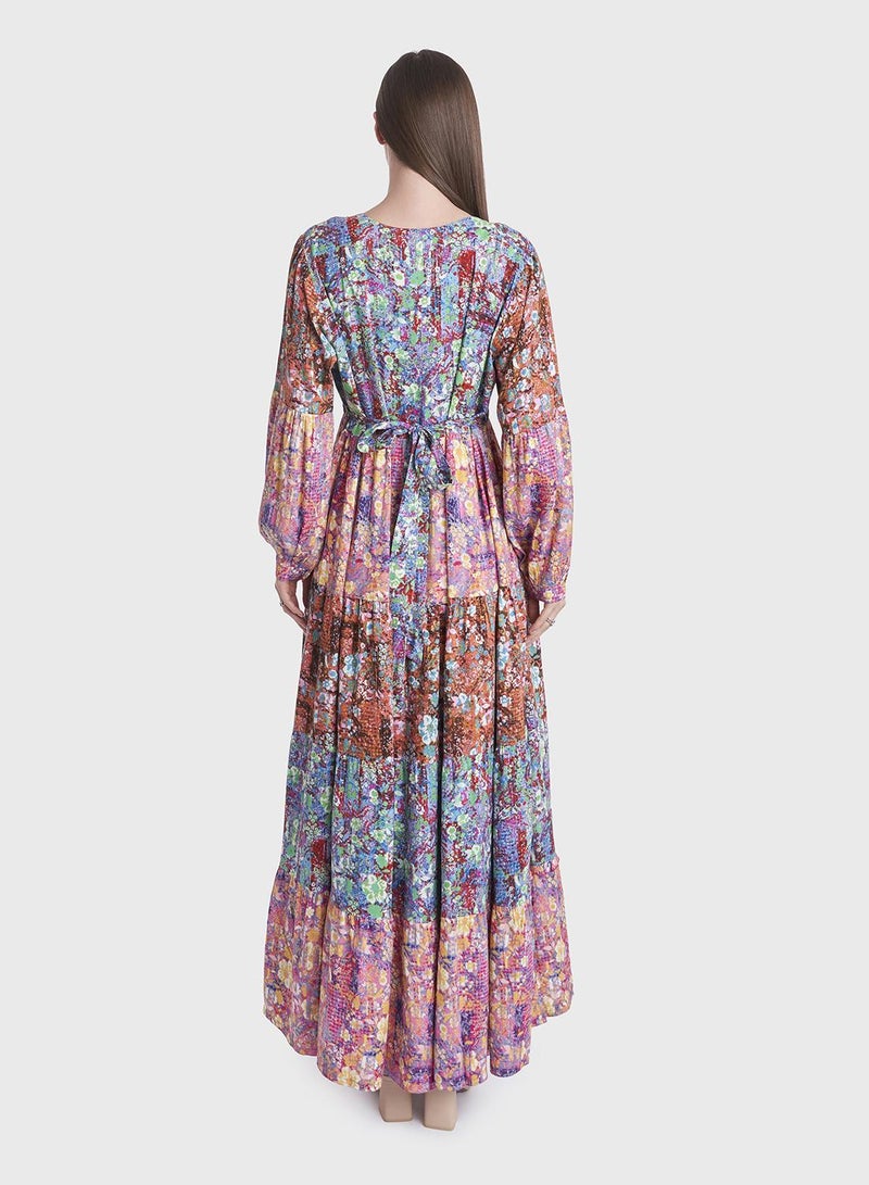 KASHKHA Floral and Snake Print Rayon Jalabiya - Image 3