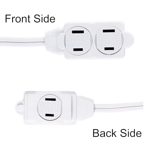 GE 51954 3-Outlet Extension Cord 12 Ft Power Strip 2 Prong White - Image 2