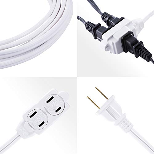 GE 51954 3-Outlet Extension Cord 12 Ft Power Strip 2 Prong White - Image 5
