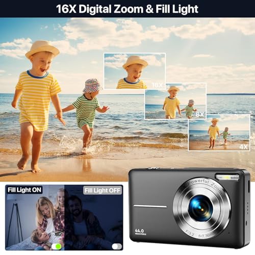 LEKATO 4K 48MP Digital Camera for Kids & Teens with Dual Screen & Autofocus, 16X Zoom Compact Point and Shoot Camera, 64GB SD Card Included, Rechargeable Battery (DC-7) - Image 2