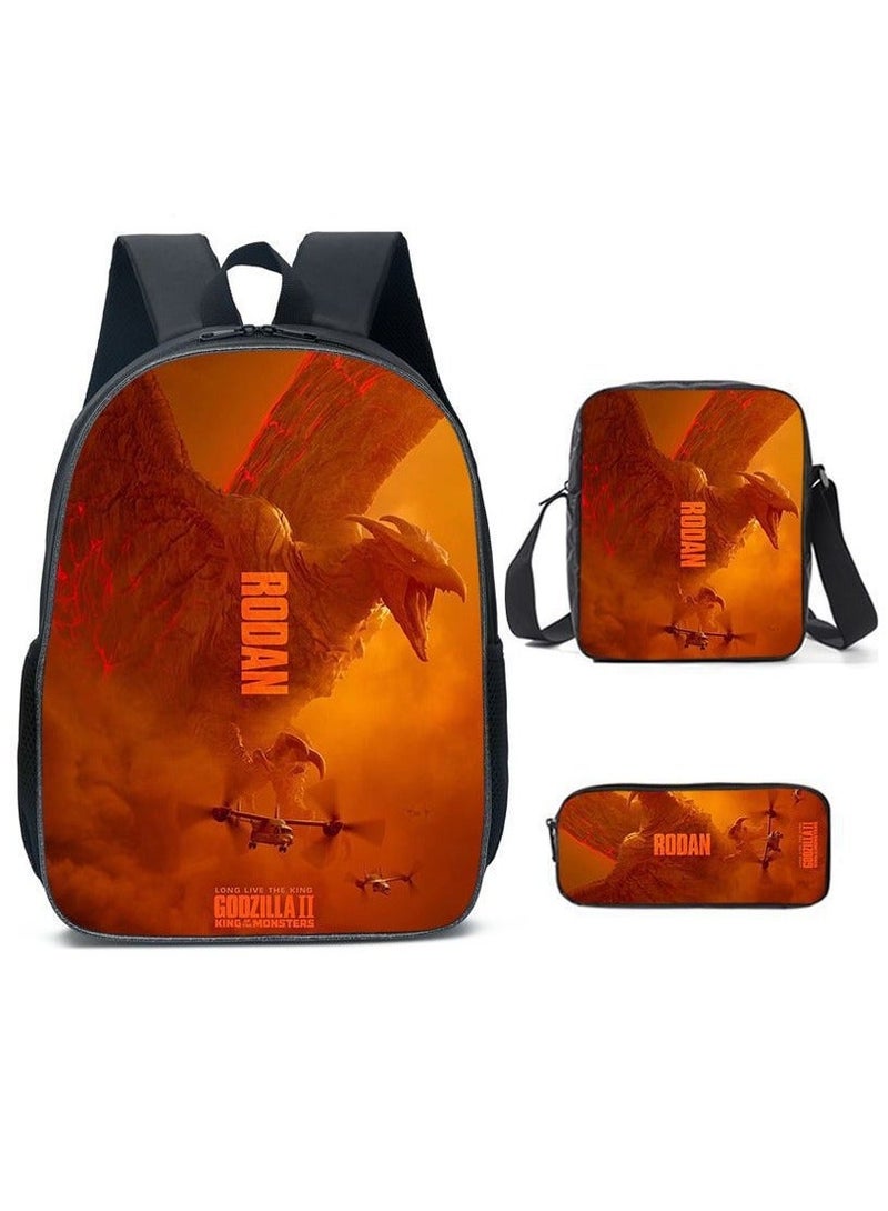 Godzilla New Godzilla Student Backpack Three-piece Set 29*16*42cm
