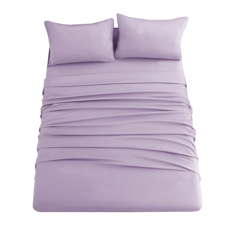 Ghooss Sheets Set Full Size Hotel Luxury-Extra Soft 1800 Microfiber Bedding Sets Wrinkle Free Stain Resistant-Deep Pocket Fitted Sheet Flat Sheet Pillowcases 4 Piece Bed Sheets Lavender - Image 1