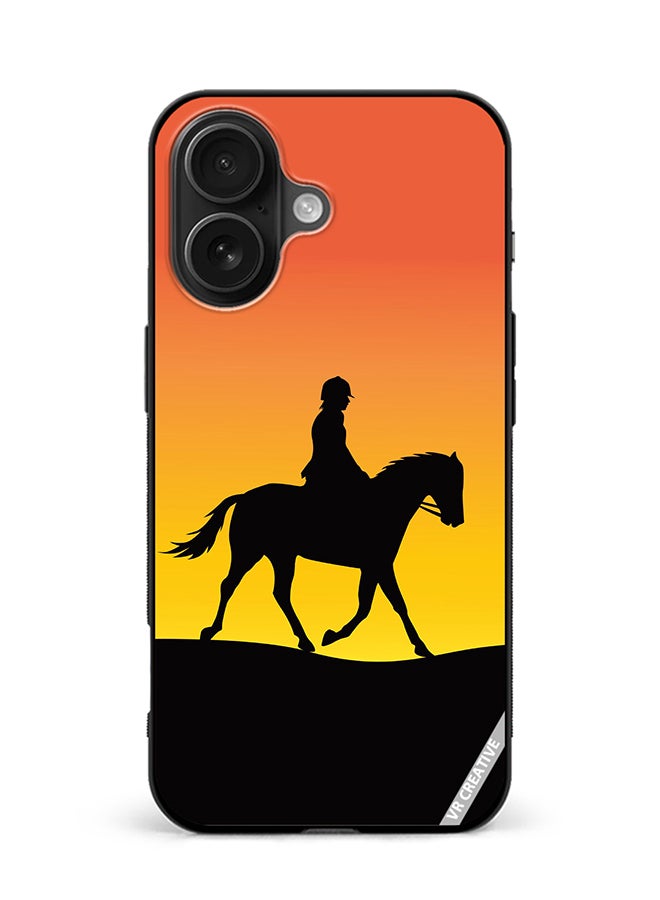VR CREATIVE Protective Case Cover For Apple iPhone 16 Horse Man Silhouette Design Multicolour