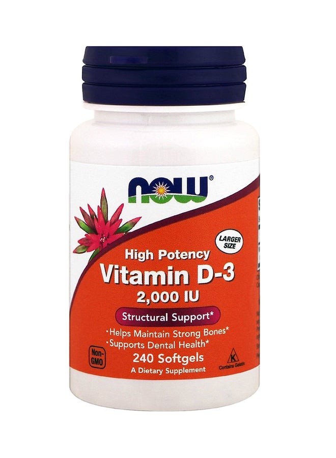 Now Foods High Potency Vitamin D3 Structural Support - 240 Softgels - Image 1