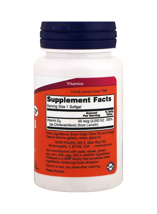 Now Foods High Potency Vitamin D3 Structural Support - 240 Softgels - Image 2