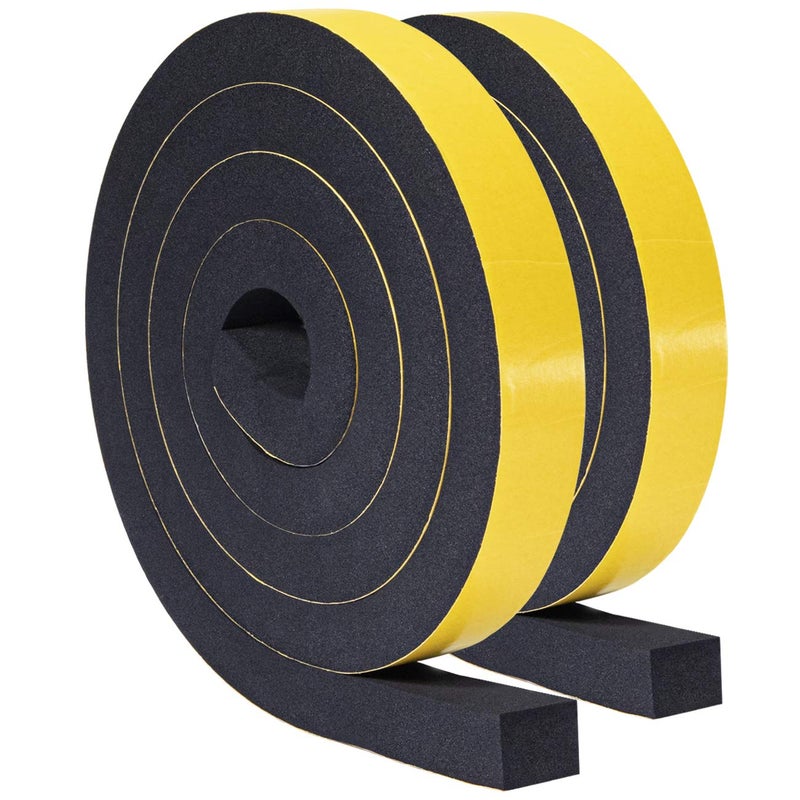 TORRAMI Foam Seal Tape 1 inch W x 3/4 inch T x 6.5 Ft Length,High Density Foam Weather Strip Neoprene Stripping with Adhesive (Total 13 Ft Length, 2 Rolls of 6.5 Ft Each) - Image 1