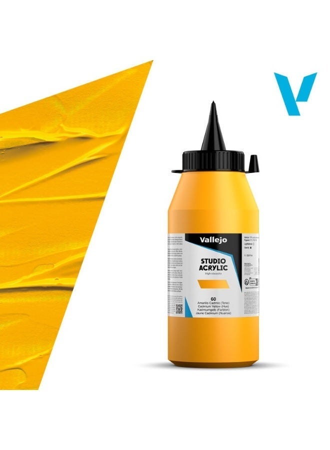 فاليجو ألوان أكريليك احترافية للفنانين والاستوديوهات - أصفر كادميوم (درجة لون)، صبغة عالية، تغطية سلسة على القماش والخشب - 1000 مل - Image 1