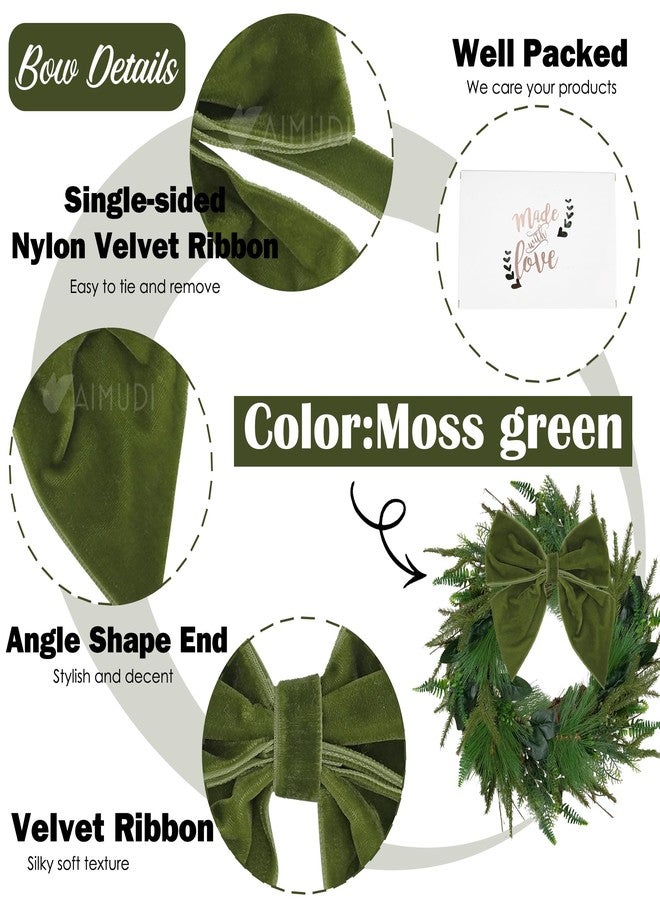 AIMUDI Moss Green Velvet Bows for Christmas Trees 4" Christmas Bows for Gift Wrapping, Holiday Crafts, Wreaths, Garlands, Staircase, Home Outdoor Winter Party Decorations, 12 PCs - Image 3