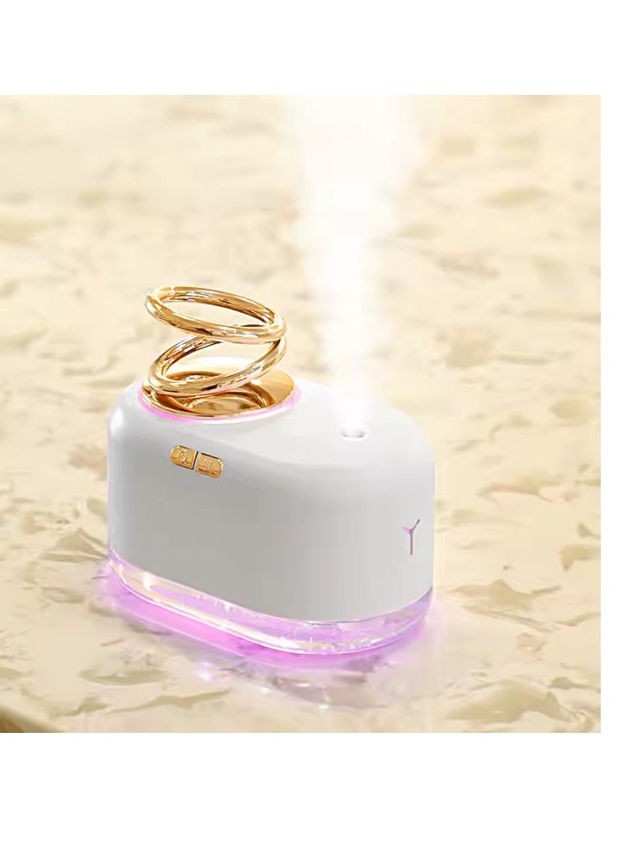 Mini Air Humidifier - Cool Mist Humidifier Diffuser - with 7-Color - white - فواحه حلق - ابيض