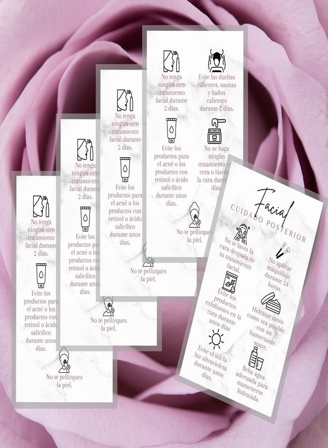 Lashicorn SPANISH Facial Aftercare Card | 50 Pack | 2x3.5” inches Business Card | Facial Supplies | For Clients for Estheticians and MediSpa - Image 4