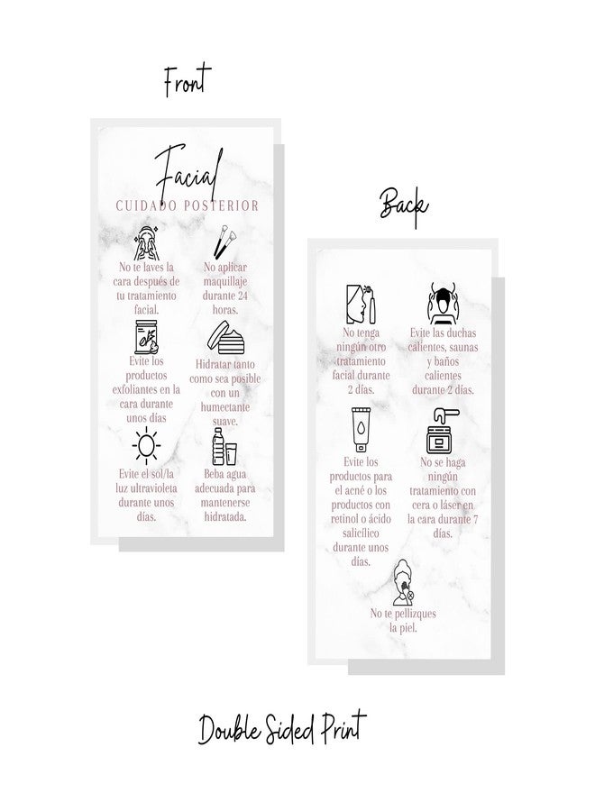 Lashicorn SPANISH Facial Aftercare Card | 50 Pack | 2x3.5” inches Business Card | Facial Supplies | For Clients for Estheticians and MediSpa - Image 3