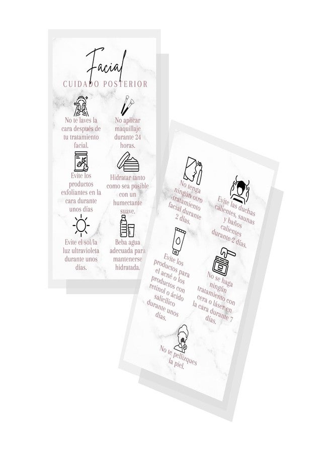 Lashicorn SPANISH Facial Aftercare Card | 50 Pack | 2x3.5” inches Business Card | Facial Supplies | For Clients for Estheticians and MediSpa - Image 1