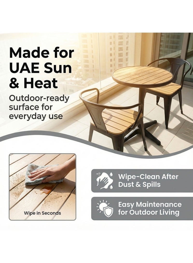 صن رايز طقم جلوس خارجي 3 قطع، كرسيان قابلان للتكديس وطاولة دائرية، مناسب للبلكونة والفناء والحديقة، أسود - Image 5