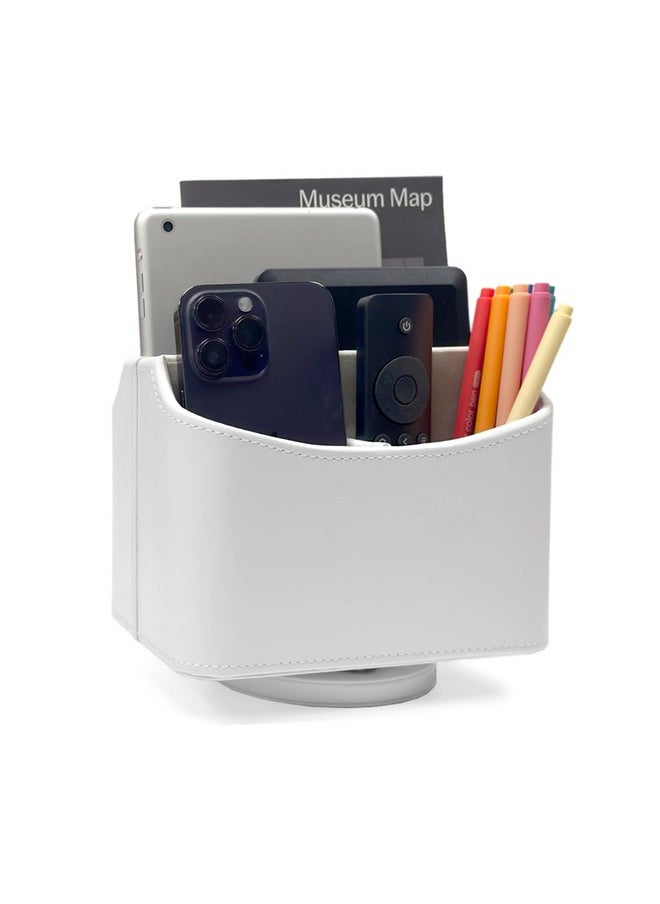 UnionBasic UnionBasic Rotating Desk Organizer, 360 Degree Desk Spinning Caddy, Desktop TV Guide/Mail/Media/Remote Controller Holder Organizer, White  - Image 1