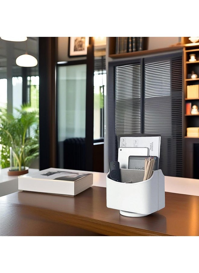 UnionBasic UnionBasic Rotating Desk Organizer, 360 Degree Desk Spinning Caddy, Desktop TV Guide/Mail/Media/Remote Controller Holder Organizer, White  - Image 2