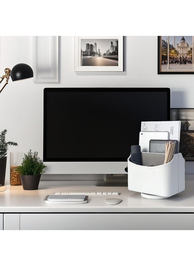 UnionBasic UnionBasic Rotating Desk Organizer, 360 Degree Desk Spinning Caddy, Desktop TV Guide/Mail/Media/Remote Controller Holder Organizer, White  - Image 4