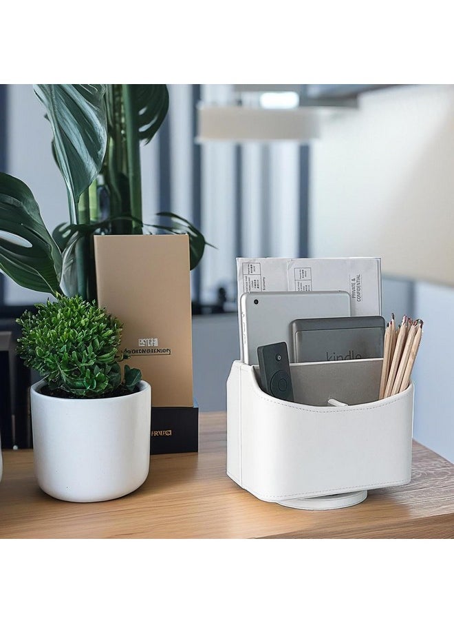 UnionBasic UnionBasic Rotating Desk Organizer, 360 Degree Desk Spinning Caddy, Desktop TV Guide/Mail/Media/Remote Controller Holder Organizer, White  - Image 3