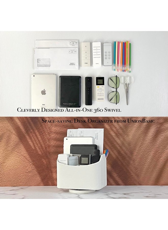 UnionBasic UnionBasic Rotating Desk Organizer, 360 Degree Desk Spinning Caddy, Desktop TV Guide/Mail/Media/Remote Controller Holder Organizer, White  - Image 5