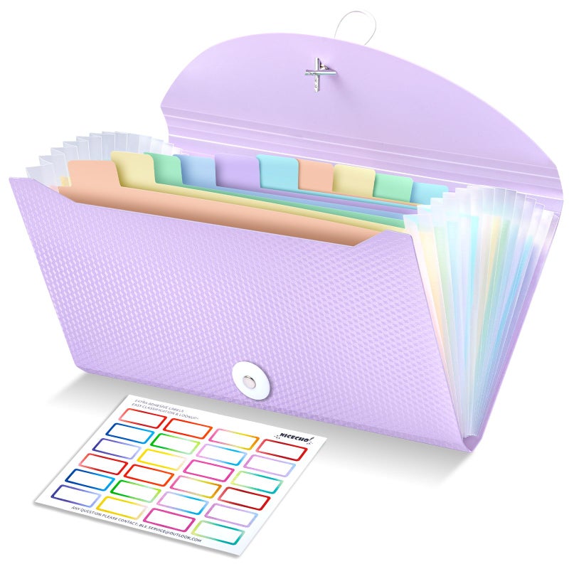 Nicecho Receipt Coupon Organizer, 13 Pockets Small Accordion File Organizer with Labels for Receipt Cards, Bill Business, Coupons Storage, 10.2X 5.1 Inches - Image 1