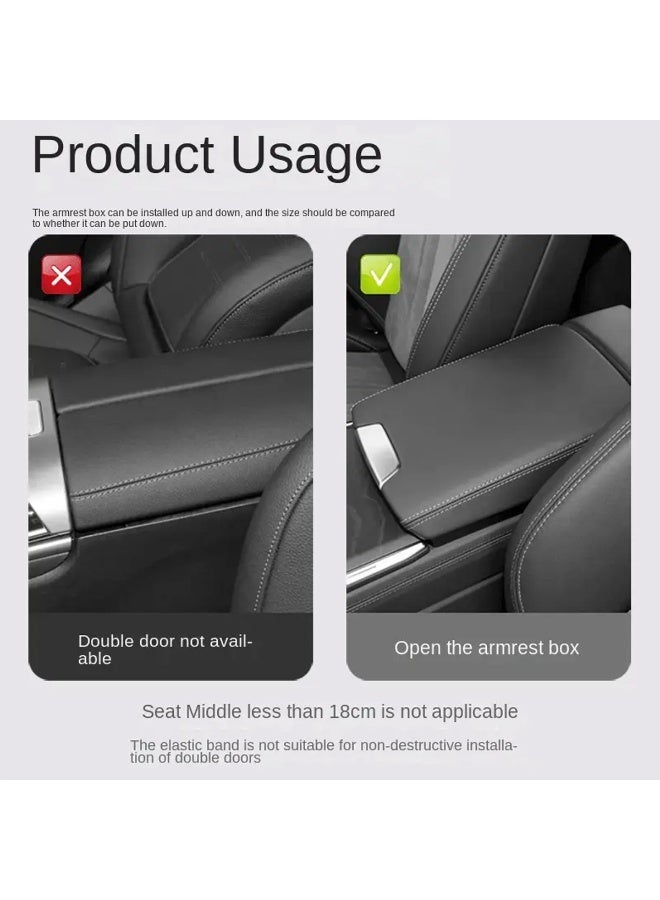 Universal Car Armrest Cushion with Memory Foam Support Beige PU Leather Center Console Armrest Pad with Phone Pocket Ergonomic 163° Curved Elbow Support, Pressure Relief, Anti-Slip Adjustable Straps Fits Cars, SUVs, MPVs, Trucks - Image 4