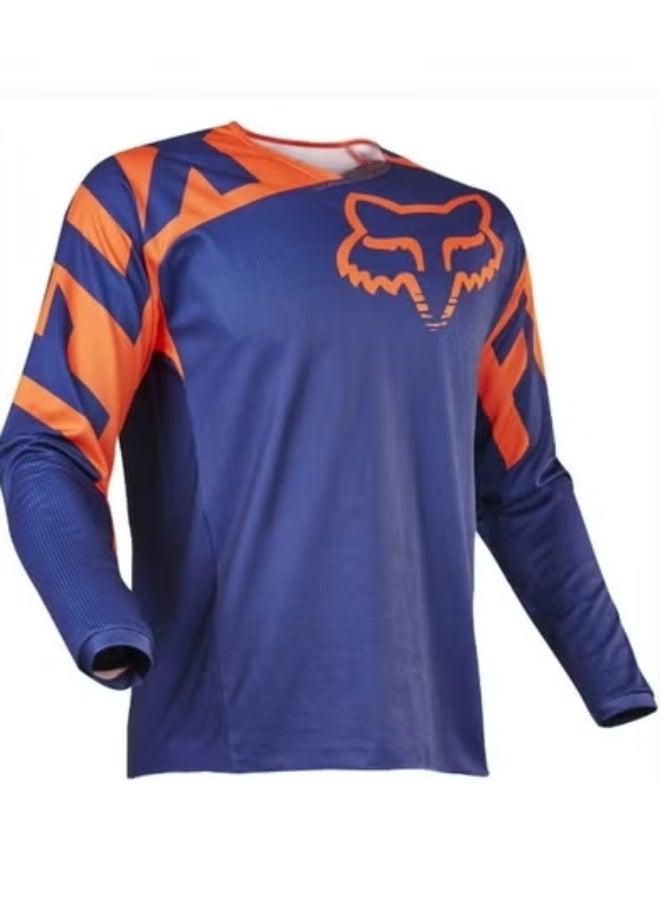 Racing Navy Orange Motocross Long-Sleeve Jersey-L
