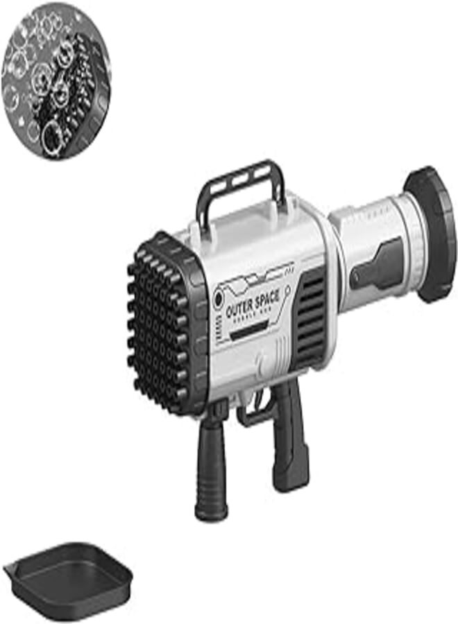 LIMOS Gatling Bubble Machine for Toddlers，60-Hole Rocket Launcher Shape Bubble Maker,Cool Automatic Gatling Bubble Maker Gun,Novelty Bubble Blower Gatling Gun Outdoor Toys for Kids (Black)