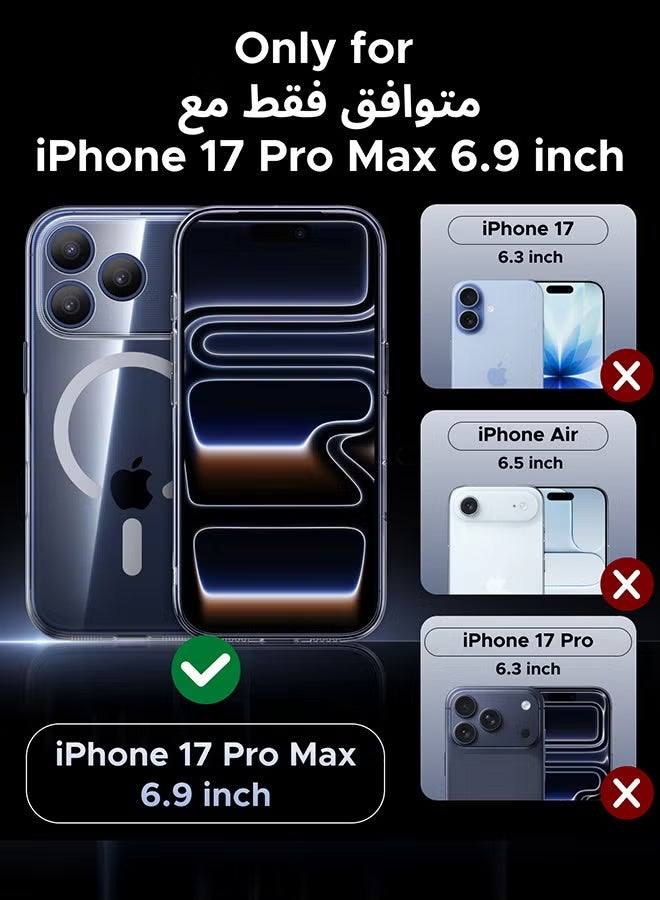 كارنييل جراب iPhone 17 Pro Max مع مغناطيس قوي MagSafe، وزر مصراع مُحسّن، وحماية من السقوط بدرجة عسكرية، وغطاء واقٍ شفاف مقاوم للصدمات ومضاد للاصفرار، جراب شفاف مقاوم للتآكل - Image 3