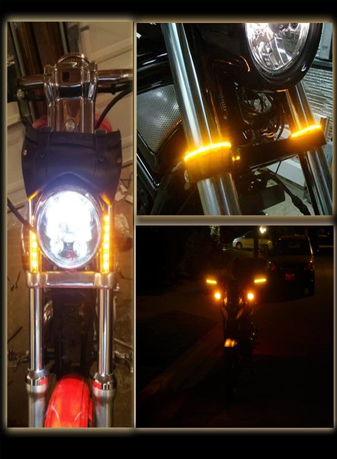NBWDY Universal 2pc Motorcycle LED Turn Signal Light, Indicator Blinker Light, Waterproof Amber Lights Strip for Turn Signal Backup License Plate with Total 12LED (2x 6LED Amber Light Bar) - Image 3