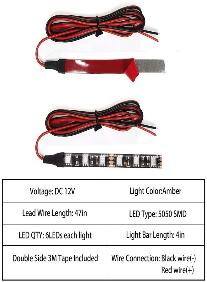 NBWDY Universal 2pc Motorcycle LED Turn Signal Light, Indicator Blinker Light, Waterproof Amber Lights Strip for Turn Signal Backup License Plate with Total 12LED (2x 6LED Amber Light Bar) - Image 4