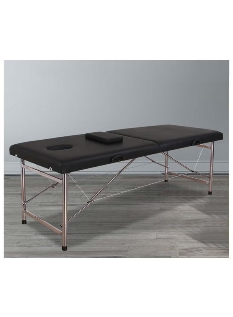 Arabest Portable Massage Bed Foldable Massage Tables with Pillow SPA Bed with Stainless Steel Frame 2 Fold Black for SPA Salon Tattoo Massage Therapeutic Treatment Black - Image 5