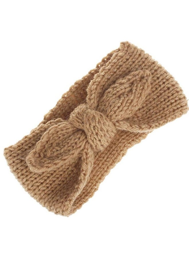 IZUS IZUS Turban Headband Baby Girl - Warm Rabbit Knot Hair Band, Knit Head Wrap for Newborn, Toddler and Children (One Size (Fit for 2 months to 7 Years), Camel + Beige) - Image 2
