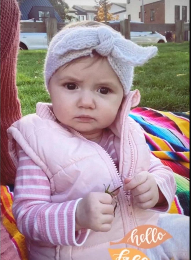 IZUS IZUS Turban Headband Baby Girl - Warm Rabbit Knot Hair Band, Knit Head Wrap for Newborn, Toddler and Children (One Size (Fit for 2 months to 7 Years), Camel + Beige) - Image 5