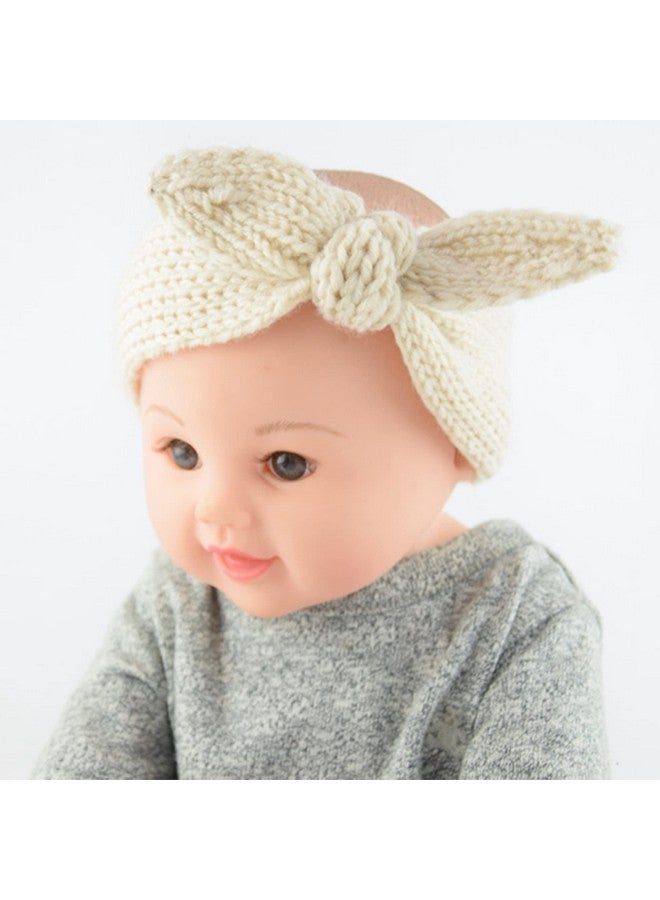 IZUS IZUS Turban Headband Baby Girl - Warm Rabbit Knot Hair Band, Knit Head Wrap for Newborn, Toddler and Children (One Size (Fit for 2 months to 7 Years), Camel + Beige) - Image 4
