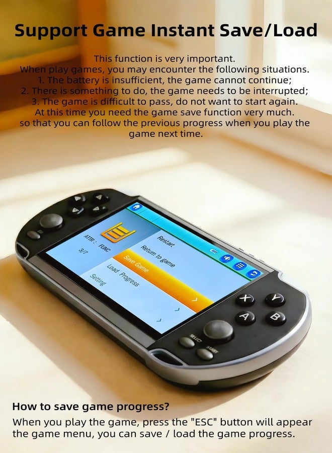 HLF Multi-Function 5.1 Inch Video Game Console Built-in 4000 Retro Games Portable Handheld Support Arcade MAME Multiple Emulator Games Archiveable MP3/4 E-Book Men/Kids - Image 4