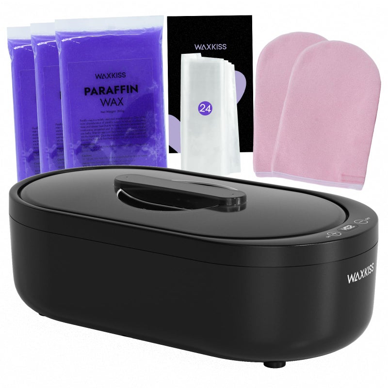 waxkiss آلة شمع البارافين الصغيرة لليدين - آلة شمع البارافين بحجم صغير 2000 مل مع 3 عبوات من مجموعة شمع البارافين شاشة عرض رقمية لحمام البارافين - Image 1