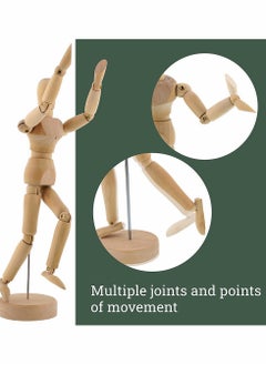 KASTWAVE Wood 8" Male, Artist Drawing Manikin Articulated Mannequin with Base and Flexible Body, Draw Painting Model Mannequin Jointed Doll, Perfect for Drawing The Human Figure or Home Desktop Decoration  - Image 3