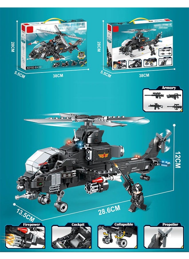 ZCM-HAPPY 4 in 1 Gunship Block Set Puzzle Building Toy 423 Pieces  - Image 3