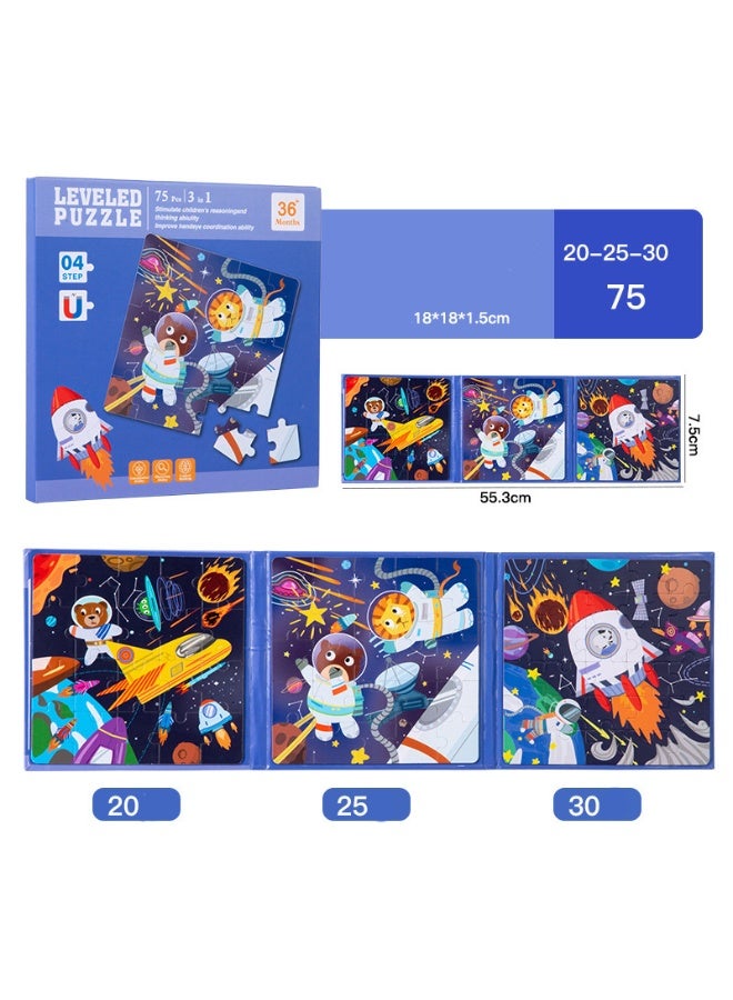 1-Set Magnetic Puzzle, Toddler Preschool Educational Matching Game, Fine Motor Skills & Hand-Eye Coordination Toy, Early Learning Activity for Kids Ages 2-4,Stage 1/2/3/4 jigsaw puzzle, with different levels of difficulty suitable for children of all ages.