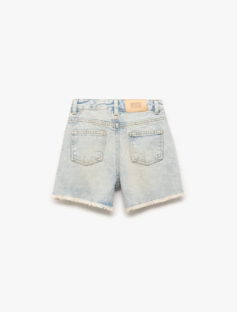 كوتون Loose Fit Denim Shorts