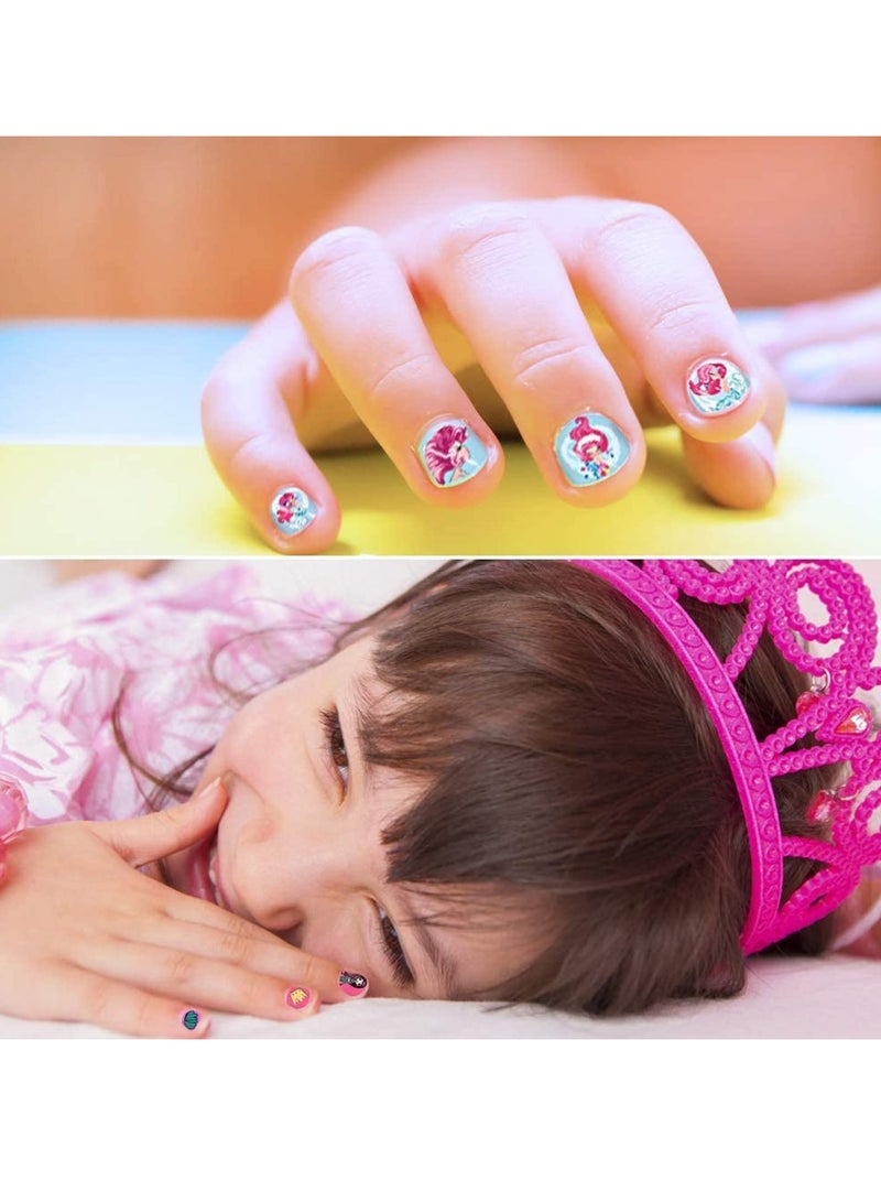 Kids Nail Art Stickers Decals for Little Girls, 200 Children Mermaid Princess Wraps Tips for Fingernail Toenail Acrylic Decoration Birthday Party Favors - Image 3