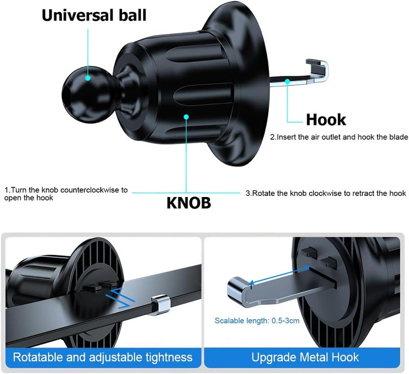 JNNJ Adjustable 360 Degree Rotatable Car Mobile Phone Holder - Universal for All Smartphones (Black) - Image 3