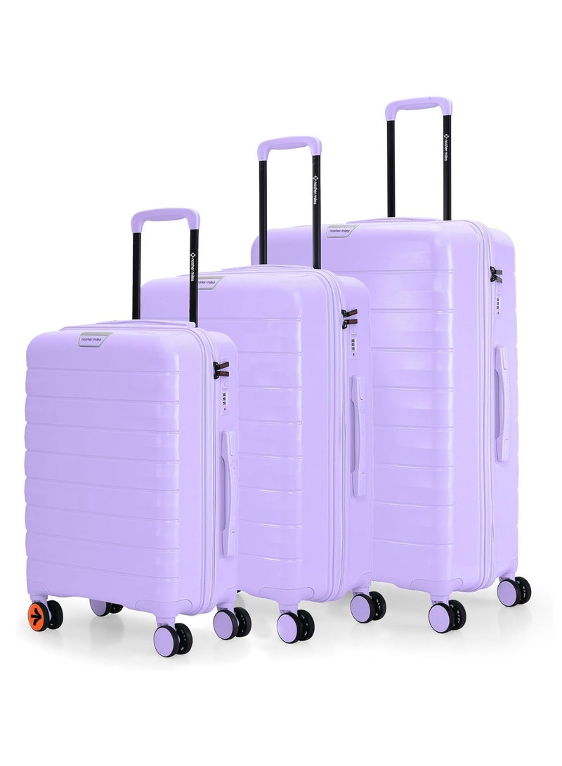 nasher miles Nasher Miles Vienna Hard-Sided Polypropylene Luggage Set of 3 Purple Trolley Bags (55, 65 & 75 )  - Image 1