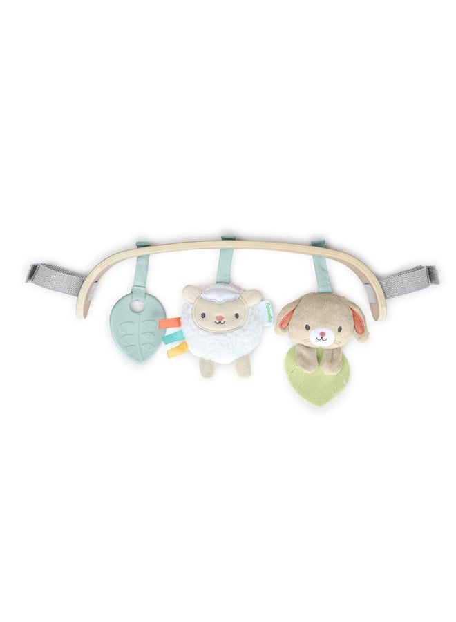 ingenuity Soothing Essentials Wood Carrier Toy Bar, Montesorri-Inspired, 3 Removable Toys, 0 - 12 Months - Image 1