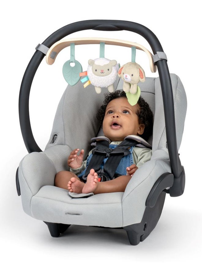 ingenuity Soothing Essentials Wood Carrier Toy Bar, Montesorri-Inspired, 3 Removable Toys, 0 - 12 Months - Image 2