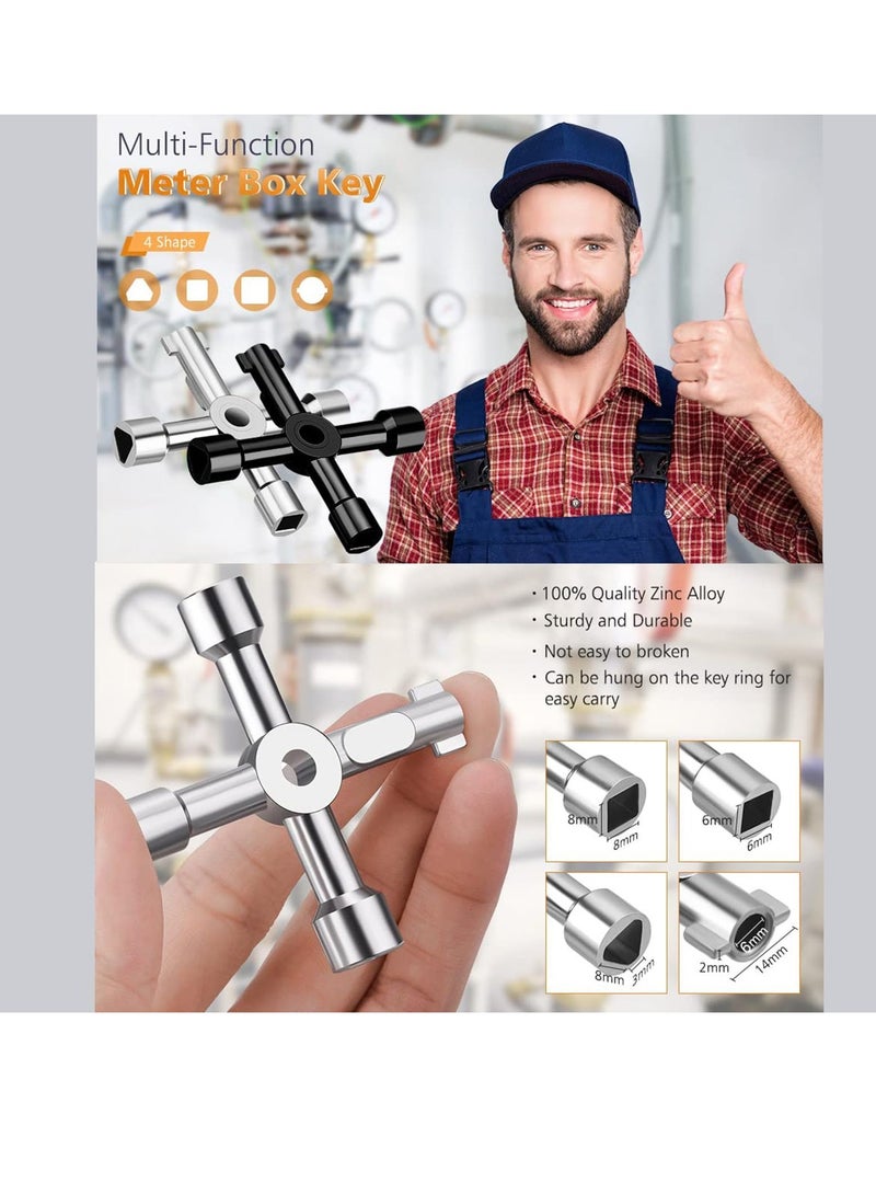 Peachjoy مفتاح صندوق المتر 2 عبوة، مفتاح متعدد الوظائف 4 في 1، مفاتيح خزانة الكهرباء، مفتاح متعدد الوظائف 4 طرق لفتح خزانة الكهرباء - Image 4
