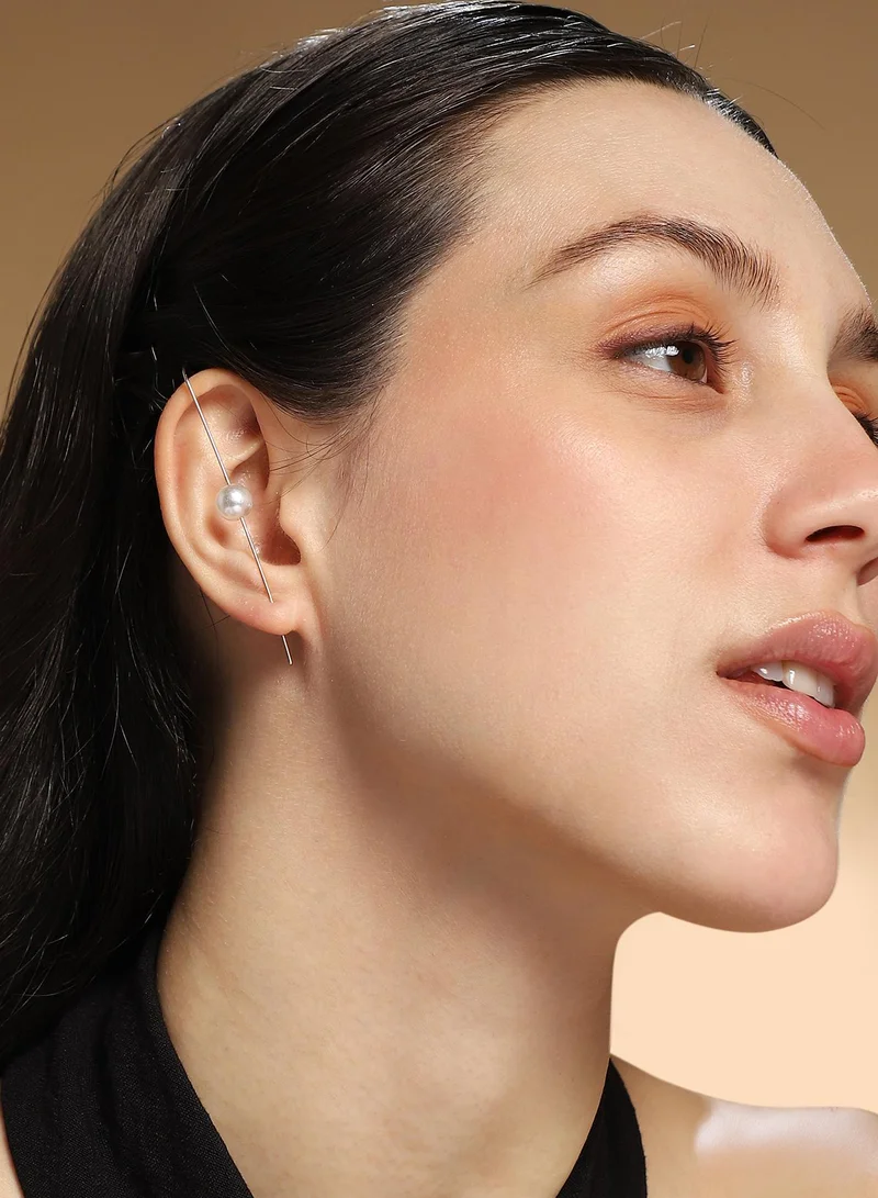 Sohi  Women The Snowball-Pin Cuff Earring | California  Colour | One-Size | Artificial Pearl Alloy Material | Push Back Closure | Earrings For Casual & Evening Wear for Women | Best Price UAE